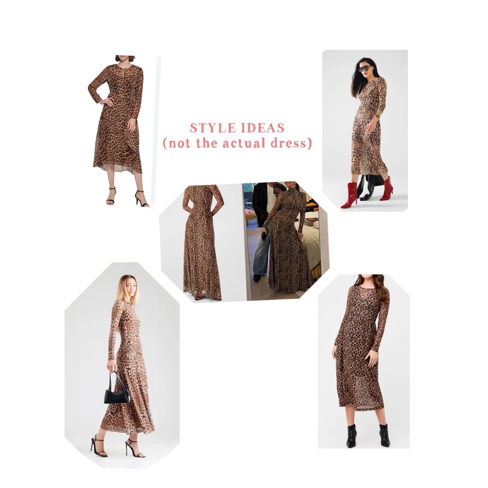 Leopard Print Mock-Neck Midi Dress